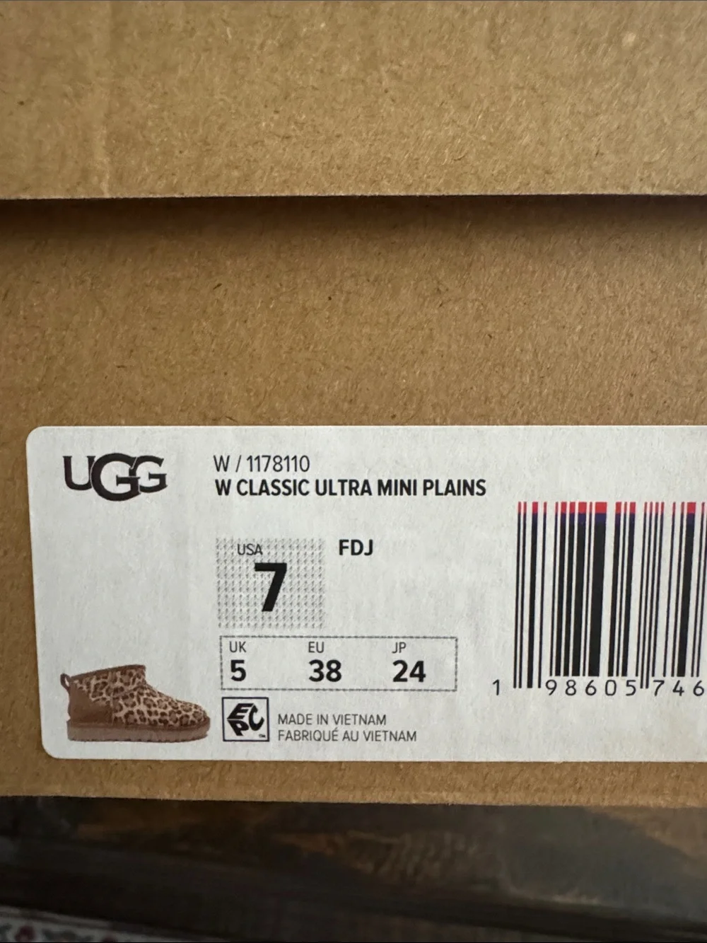 UGG W Classic Ultra Mini Plains Leopard Boot - Brown/Tan
